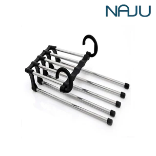Naju ไม้แขวนกางเกง ที่แขวนกางเกง ไม้แขวนกางเกง 5 ชั้น ไม้แขวนเสื้อผ้า pants rack พับเก็บได้และประหยัดพื้นที่