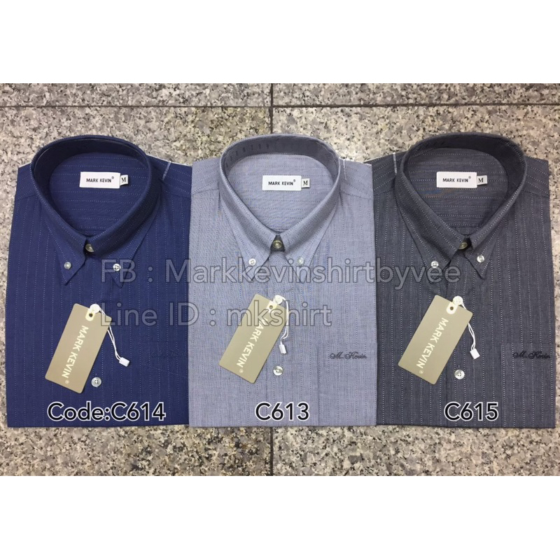 เสื้อเชิ้ตลาย โทนสีเทา,สีน้ำเงินเข้ม มีทั้งแขนสั้นและแขนยาวนะคะ