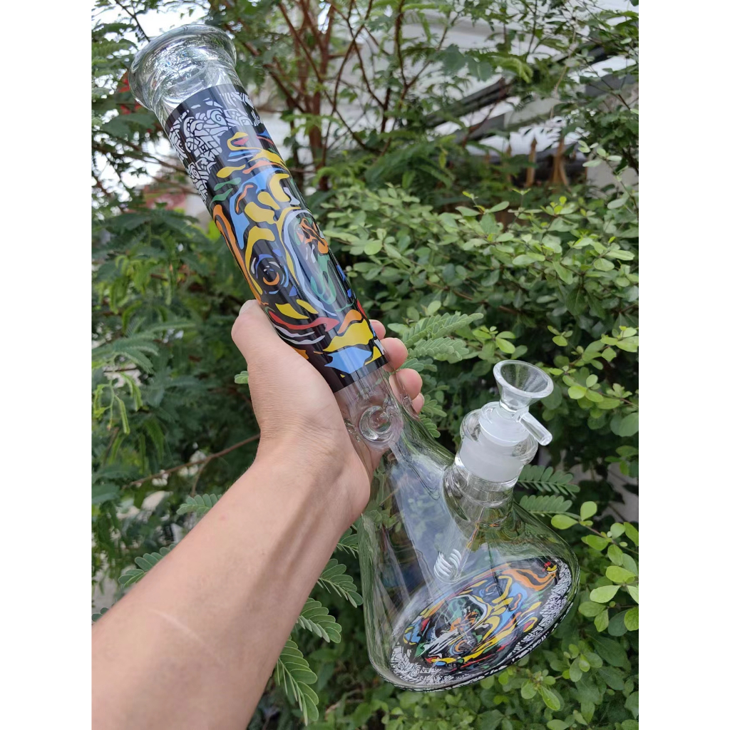 บ้องแก้วใหญ่ 35cm หลอดแก้ว 14cm หนา 7mm พร้อมส่งจากไทย glass bong อุปกรณ์ครบชุด (บ้อง+หลอด+คัพ)