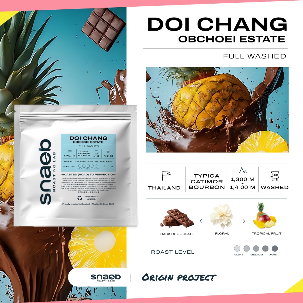 Doi Chang Obchoei Estate Fully Washed | เมล็ดกาแฟคั่ว คั่วอ่อนไปทางกลาง Snaeb Coffee