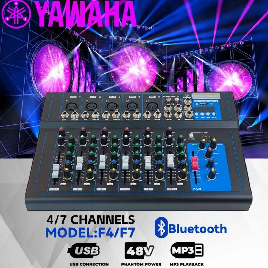 MG04BT/MG07BT สเตอริโอมิกเซอร์ 7 ช่อง ผสมสัญญาณเสียง มีบลูทูธ เครื่องผสมเสียงมืออาชีพแบบพกพาสำหรับการถ่ายทอดสดดนตรีเวที