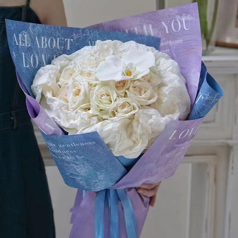 พร้อมส่ง กระดาษห่อของขวัญ กระดาษห่อดอกไม้ ลายสีน้ำมัน 油画风包装纸 ราคา ถูกที่สุด ดีลบีเคเค แกลเลอรีภาพที่ 2
