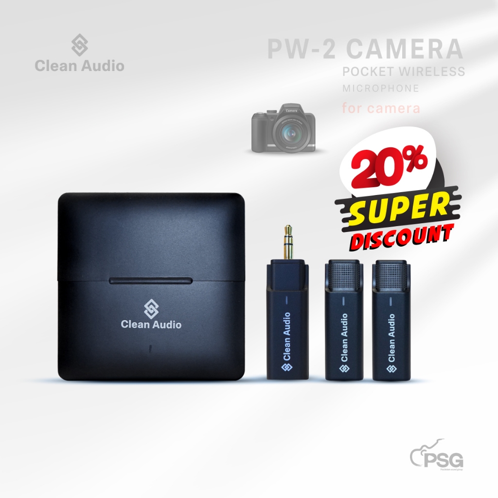 CLEAN AUDIO PW-2 CAMERA ไมโครโฟนไร้สาย POCKET WIRELESS MICROPHONE