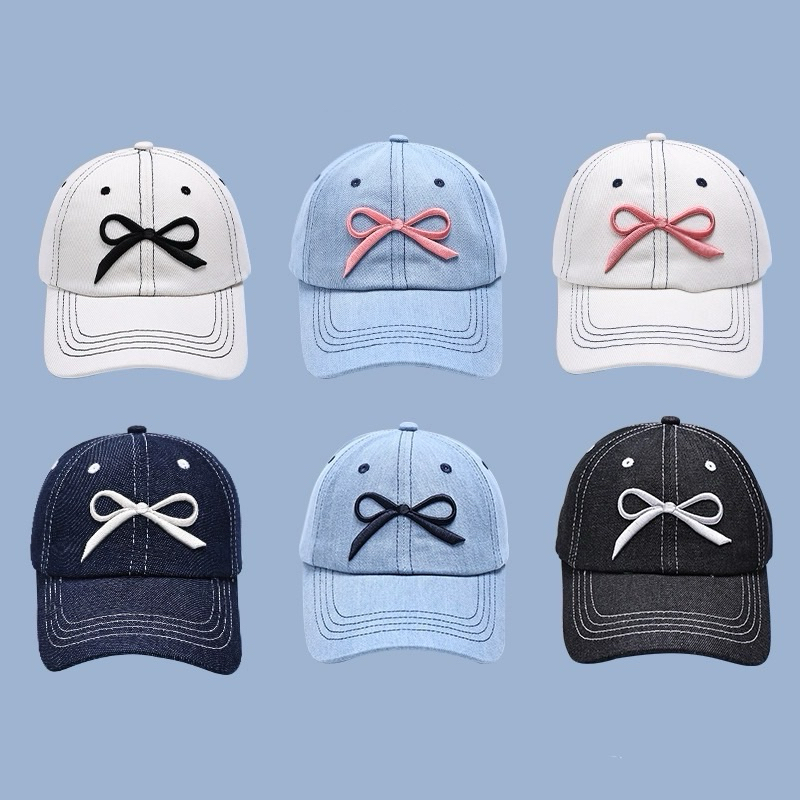 (EH) หมวกแก๊ปยีนส์ กันแดด cap (ปักโบว์) รูปที่ 8