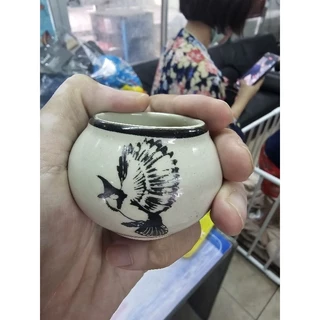 ถ้วยน้ำนกกรง ถ้วยใส่อาหารนก ลายนกหัวจุกสีดำ ขนาด กว้าง7 cm x สูง 5cm ไซค์ปรกติ ขนส่งแตกคืนร้านได้ (ราคา25บาท1ใบ)