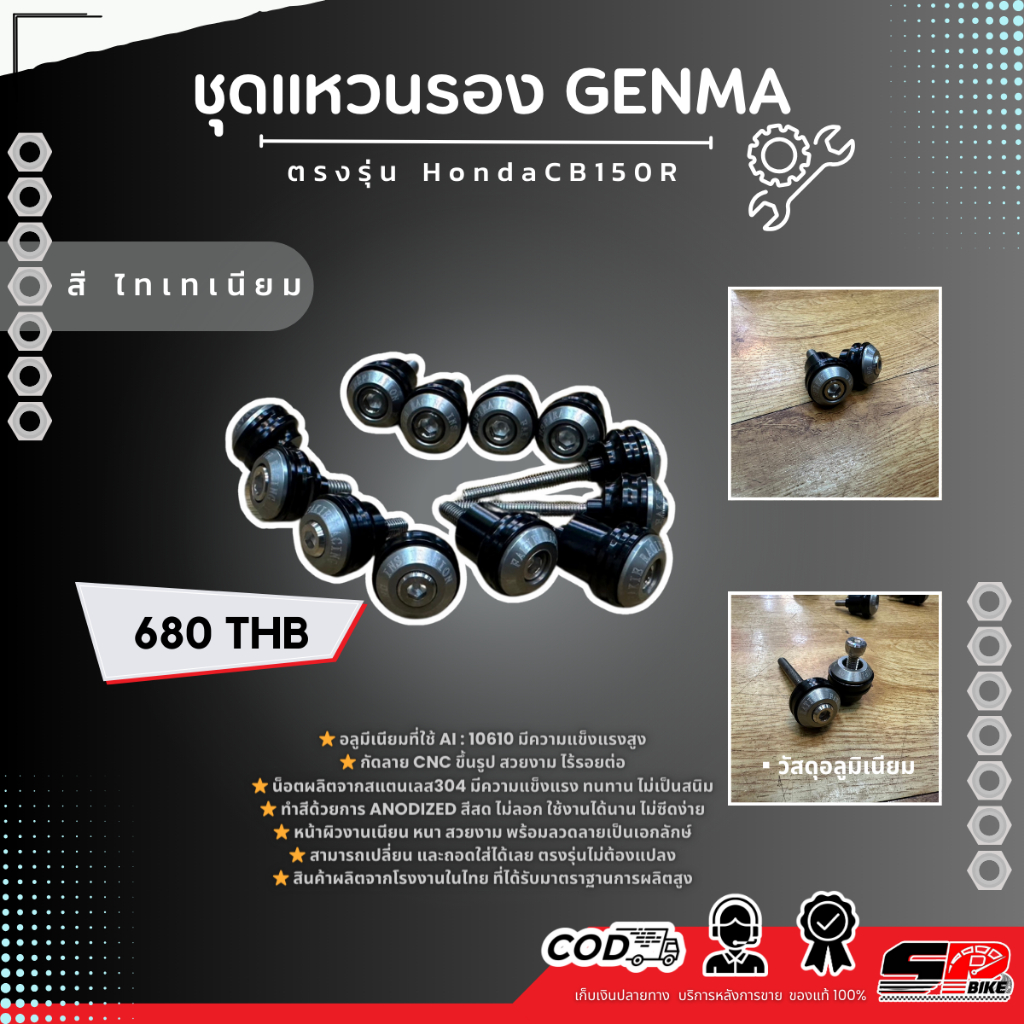ชุดแหวนรอง GENMA HONDA CB150R สีไทเทเนียม