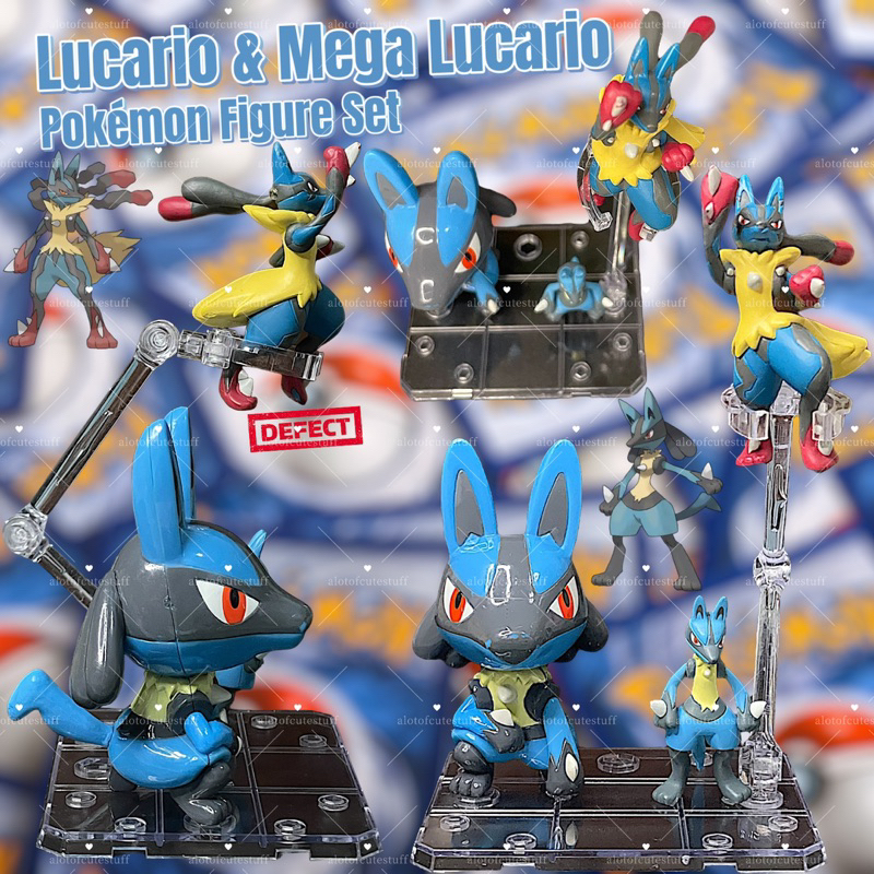 เซ็ตโมเดล ลูคาริโอ และเมก้าลูคาริโอ โปเกม่อน ฐานโม *ตำหนิรอยถลอกและอะไหล่หาย* Lucario & Mega Lucario