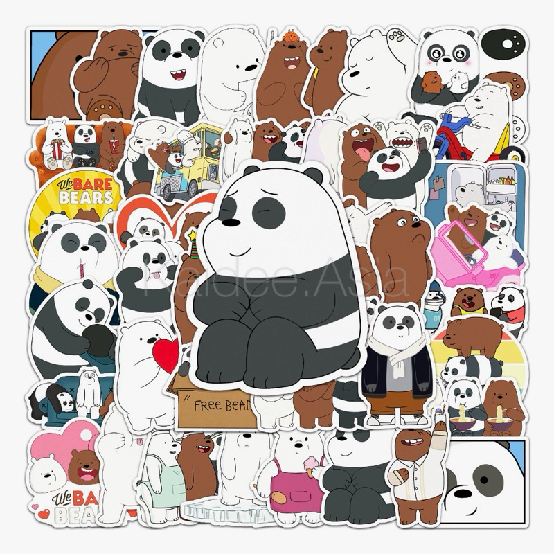 ✅ ขายดี Sticker S34 สติกเกอร์ ลายหมีเปลือย กันน้ำ สำหรับตกแต่ง งาน DIY จำนวน 50 ชิ้น