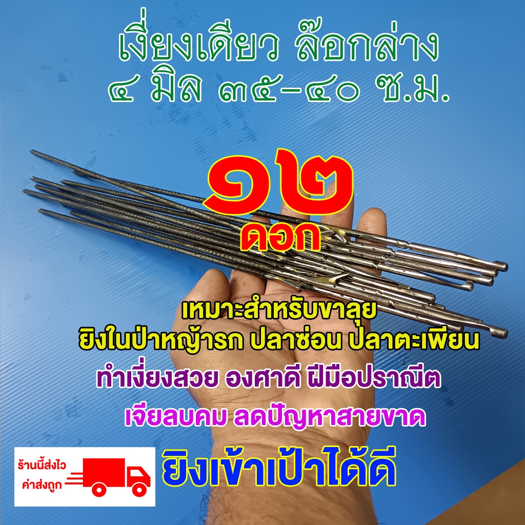 ลูกดอกยิงปลาเงี่ยงเดียว(ล๊อกบน และ ล๊อกล่าง) ขนาด 4 มิล ยาว 25-40เซน จำนวน 12 ดอก