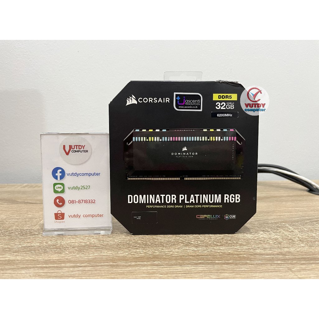 DDR5 6200MHz CORSAIR DOMINATOR PLATINUM RGB (BLACK) 32GB (16GBx2)