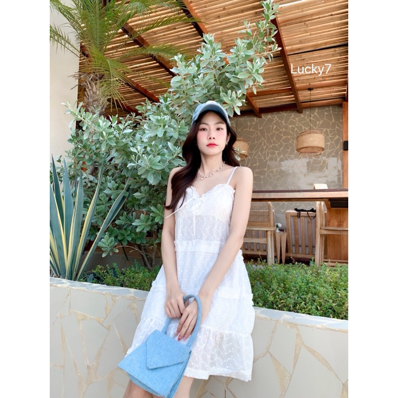 BY IRA พร้อมส่ง มินิเดรสสายเดี่ยว เย็บผสมลูกไม้ทั้งตัว รูปที่ 2