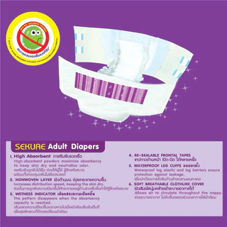 Sekure ซีเคียว ผ้าอ้อมเทปกาว สำหรับผู้ใหญ่ ขนาด L-XL 24 ชิ้น **ขายยกลัง 6 ห่อ**