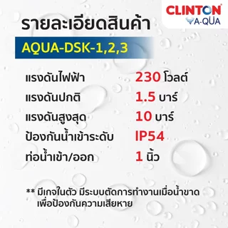 สวิตซ์ควบคุมแรงดันน้ำอัตโนมัติ Clinton รุ่น AQUA-DSK