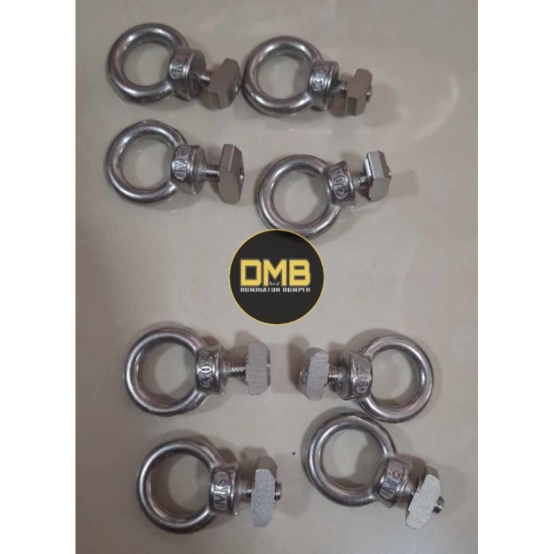 ห่วงเกี่ยวสัมภาระ eye bolt M6 ชุดสเตนเลส พร้อมตัวเมียแบบสไลด์ร่องคานอลูมิเนียมโปรไฟล์ ครบชุดพร้อมใช้งานทันที