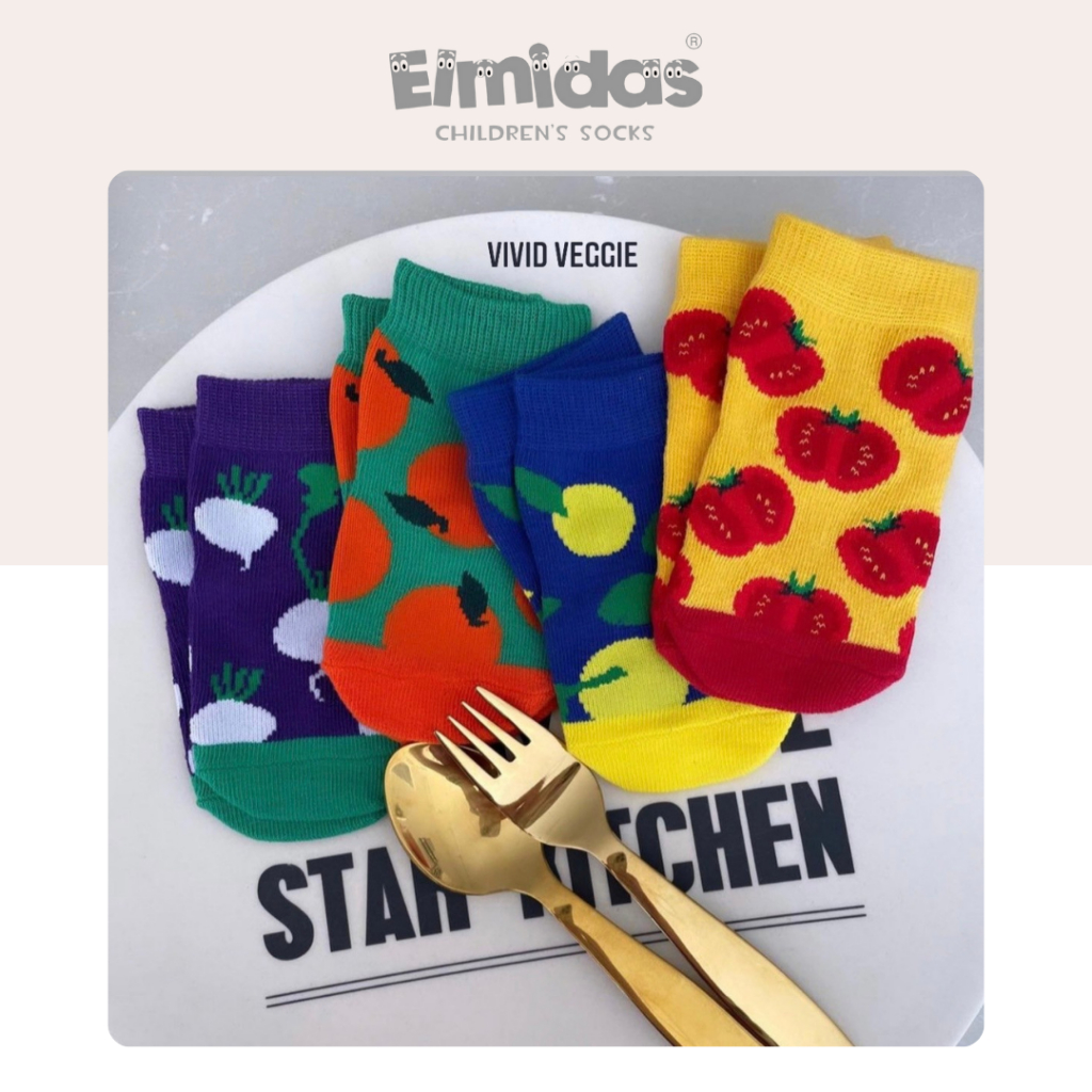 ถุงเท้าเด็ก Elmidas รุ่น Vivid Veggie (เซ็ท 4 คู่)
