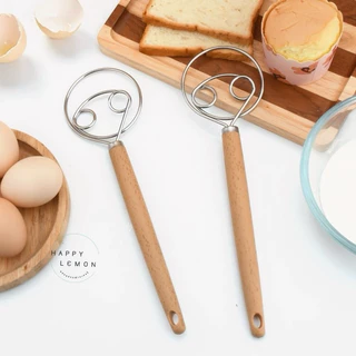 ไม้ผสมแป้งโดว์ ที่ตีไข่ ไม้ผสม 2 หัว Double ring ตะกร้อตีแป้ง ผสมอาหาร•พร้อมส่ง•