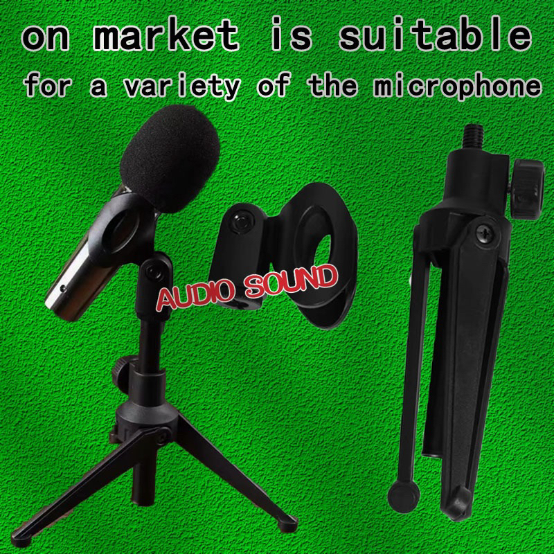 ขาตั้งไมโครโฟนสามขาแบบพับได้ MIC แท่นวางบนโต๊ะไมโครโฟนแบบหนีบ