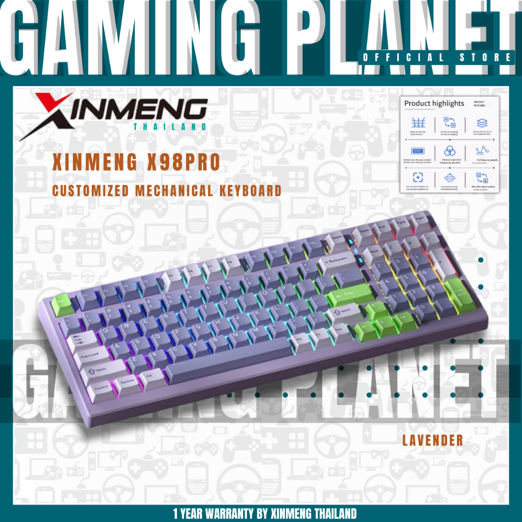 XINMENG X98 Pro-Mechanical keyboard-คีย์บอร์ด 99 คีย์ ไร้สาย Hot-swap 3 โหมด โครงสร้าง gasket