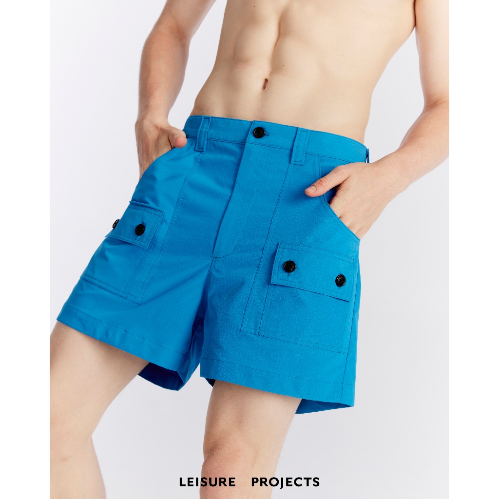 ( Leisure Projects) SCOUT SHORTS กางเกงขาสั้น ผ้า nylon ripstop เอวสูง ดีเทลผ้าทอลายตาราง กลิ่นอาย workwear สไตล์วินเทจ