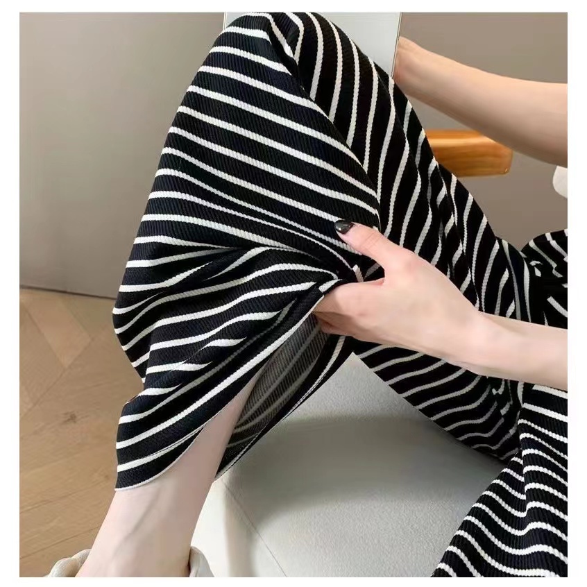 MW107 **พร้อมส่งในไทย**กางเกงขายาวลายขวาง ผ้านิ่ม ไม่ยับง่าย - รูปที่ 7