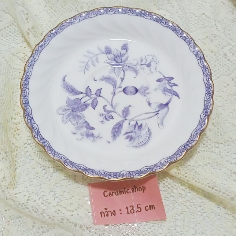 จานเซรามิค nikko fine bone china จานรองแก้ว มีรอยขีดข่วน