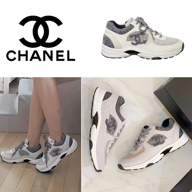 รองเท้าผ้าใบ Chanel Tweed CC Trainers