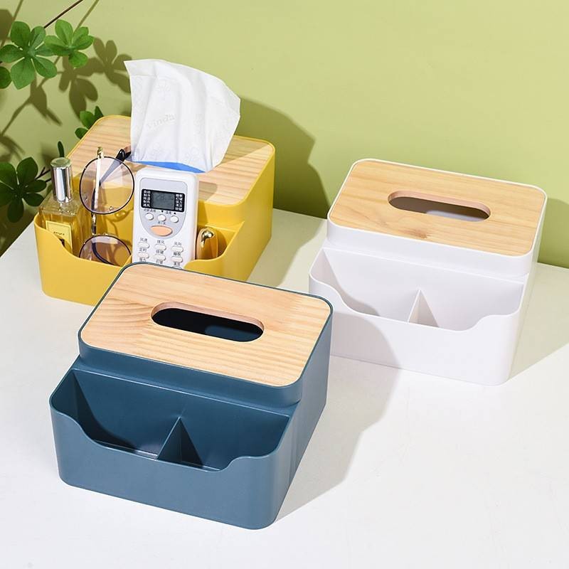 กล่องทิชชู่ กล่องใส่ทิชชู่ กล่องใส่กระดาษทิชชู่ สไตร์มินิมอล พร้อมฝาไม้ปิด ป้องกันฝ่น อุปกรณ์ตกแต่งบ้าน ฝาไม้ - รูปที่ 4