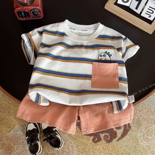 ชุดเด็กคอโปโลเสื้อ+กางเกงชุดเซทเด็ก เสื้อผ้าเด็กผู้ชาย Size80-120 DXT25