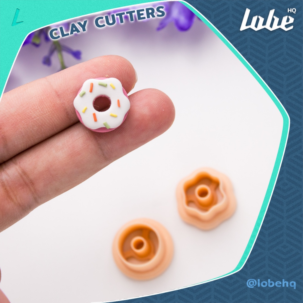 Lobehq Donut Shape A 2 Piece Polymer Clay Cutter Clay Tools / แม่พิมพ์กดดินโพลิเมอร์รูปทรงโดนัท