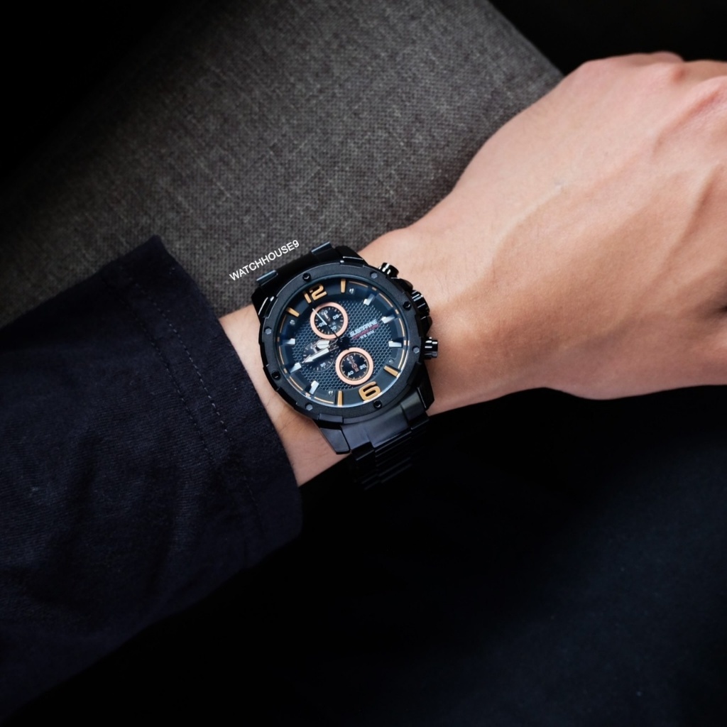 นาฬิกาข้อมือผู้ชาย SUBMARINE แท้100% กันน้ำ US Submarine หน้าแว่นส้ม