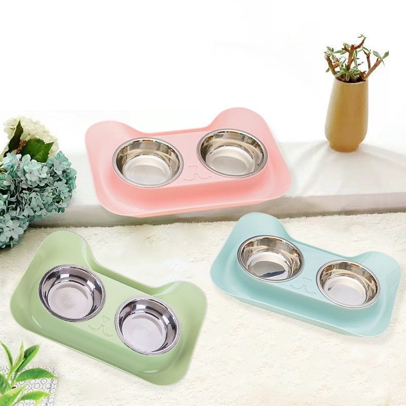 ชามอาหารกันมด ชาม2หลุม  ถ้วยอาหารแมว ชามสัตว์เลี้ยง สุนัข หมา แมว แบบแสตนเลส หน้าแมว ถ้วยอาหารหมา BC - รูปที่ 7