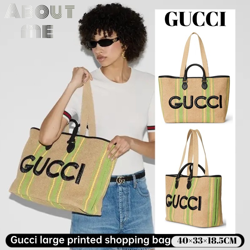🌸กุชชี่ Gucci large printed shopping bag  # 774183 กระเป๋าถือสตรี กระเป๋าถือสตรีชายหาด