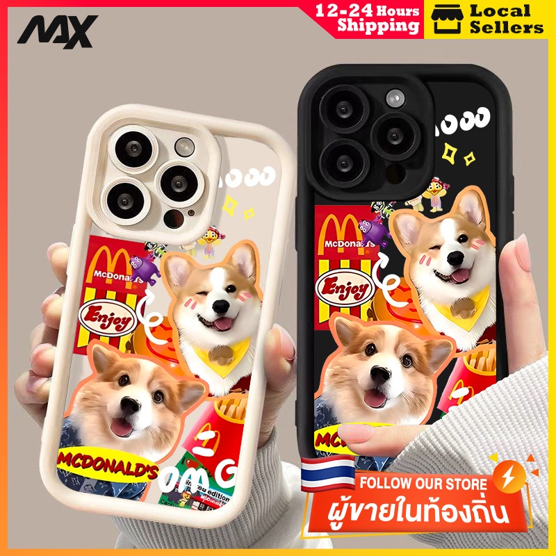 เคสโทรศัพท์มือถือแบบนิ่ม กันกระแทก ลูกสุนัขแมคโดนัลด์ for IPhone 13 15 7Plus 14 12 11 Pro MAX 8 6 7 6S Plus X XR XS