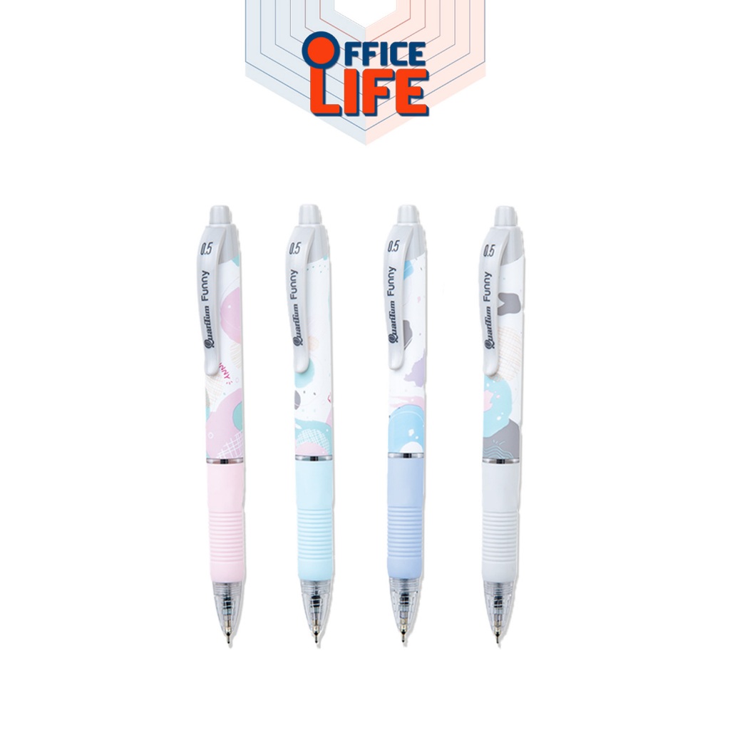 Quantum (ควอนตัม) ปากกา ปากกาลูกลื่น Geluloid รุ่น Funny ขนาด 0.5 mm.( 1ด้าม / คละสี )