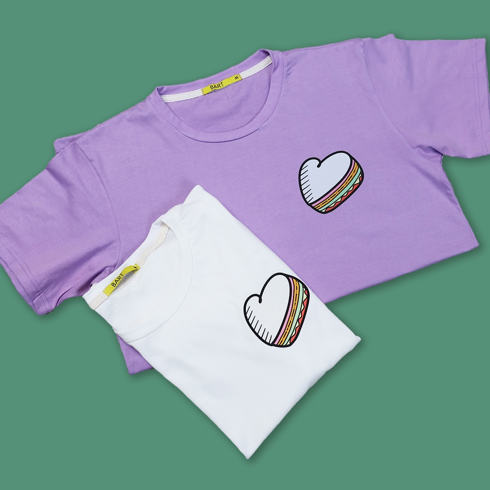 เสื้อยืด ลายหัวใจ CAKE เสื้อยืด ใส่ได้ทั้ง ช ญ