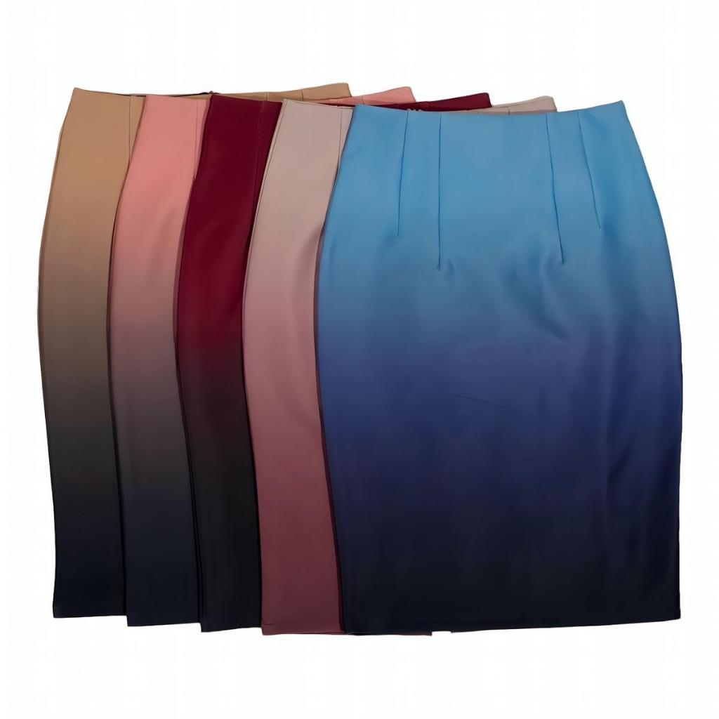 กระโปรงทรงเอ เอวสูง ผู้หญิง มีซับ ไล่เฉดสี รุ่น BL001 เสื้อผ้า Clothing Women Lady Skirt