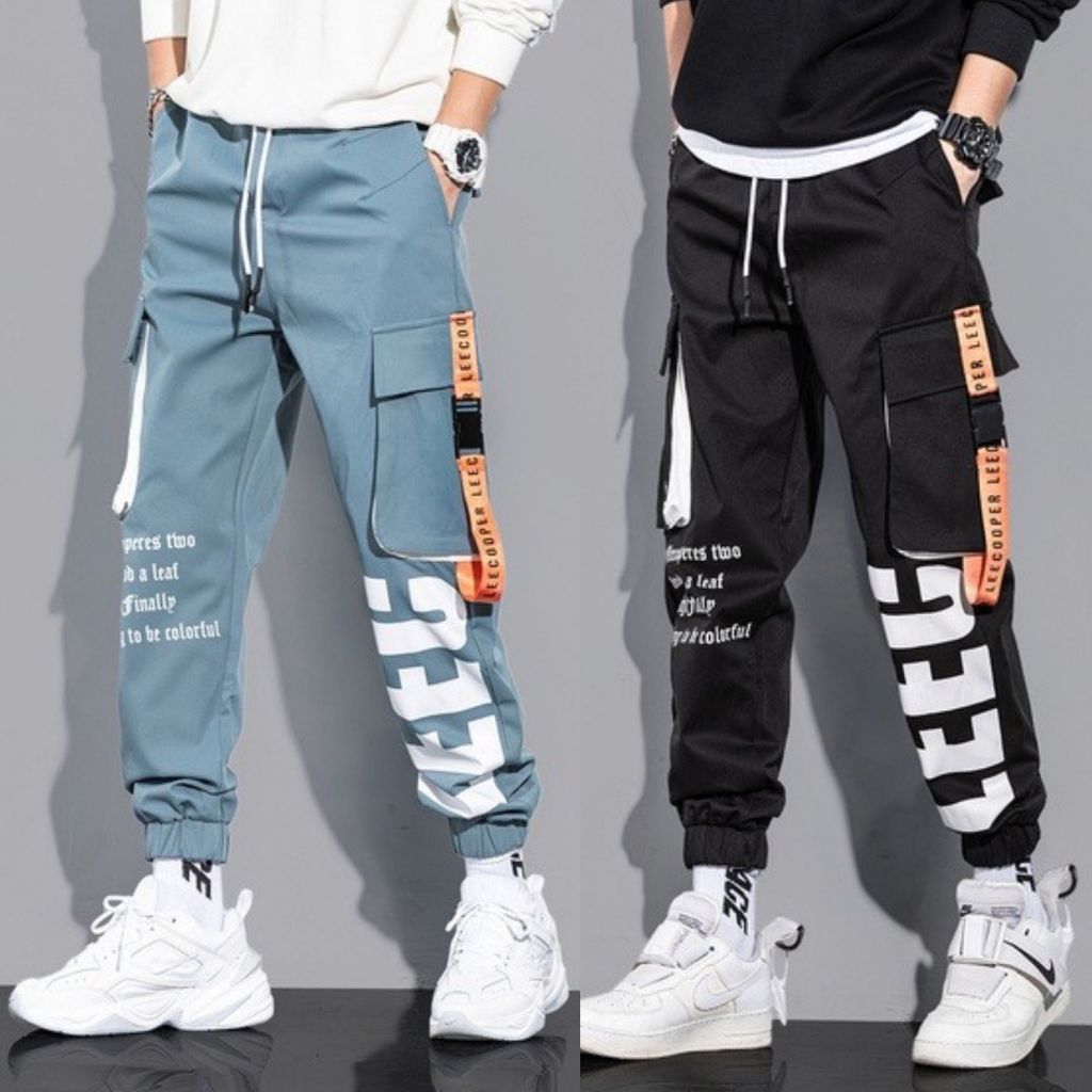 กางเกงขาจั้ม สายสตรีท ( 2รุ่น ฟ้า-ส้ม , ดำ-ส้ม ) ไซส์ M-5XL