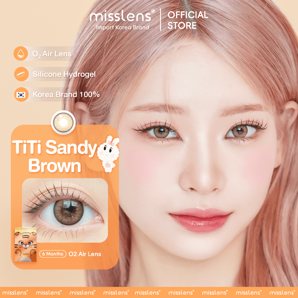 Sisse lens คอนแทคเลนส์เกาหลี รุ่น Titi Sandy Brown/Smoky Gray/Sky Blue เลนส์บางเบา O2 A