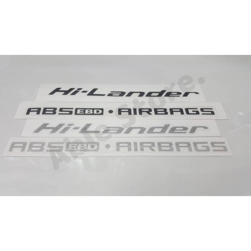 สติ๊กเกอร์งานสกรีนดั้งเดิม Hi-Lander ABS EBD AIRBAGS สำหรับติดท้ายรถ ISUZU D-MAX