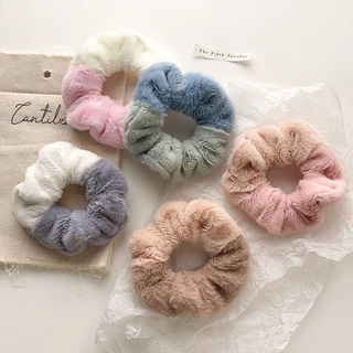L056 ยางรัดผมสีทูโทน เส้นใหญ่ 9.5 ซม. ผ้านุ่ม พร้อมส่งจากไทย