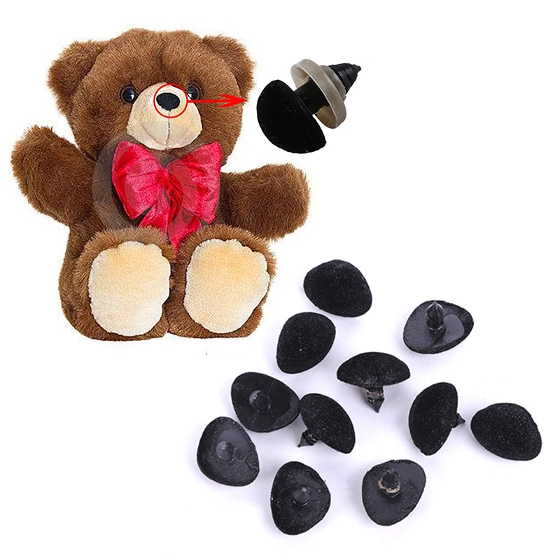 จมูกตุ๊กตา สีดำ กำมะหยี ขนาด 6-15 มม.