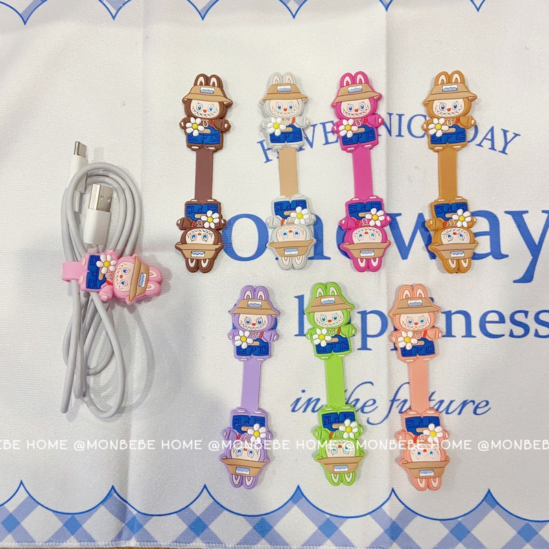 ที่ม้วนเก็บสายหูฟัง คลิปซิลิโคน สายเคเบิ้ล Usb แบบพกพา ลายlabubu พร้อมส่ง