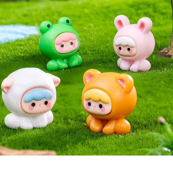 สาวน้อยใส่ชุดคอสเพลสัตว์น่ารัก มี 4 แบบให้เลือก (ราคา/1ชิ้น) ตุ๊กตาแต่งสวน จัดสวนถาด ของสะสม พ