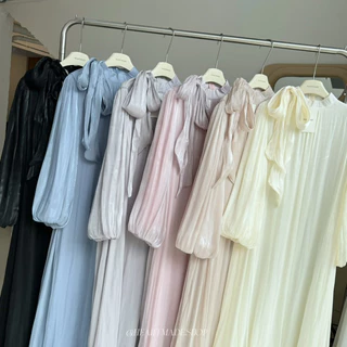(C03) Heartmade - Camila Dress 🦋 เดรสผ้าชิมเมอร์วิ้งค์ ซับในยาว พร้อมผ้าคลุมเข้าเซ็ต