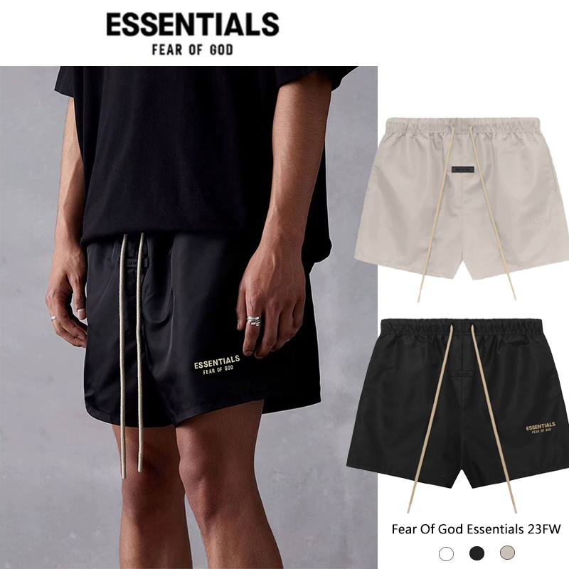 Fear Of God Essentials 23FW กางเกงขาสั้นและกางเกงวอร์มสีทึบอเนกประสงค์สำหรับฤดูร้อนสำหรับผู้ชาย