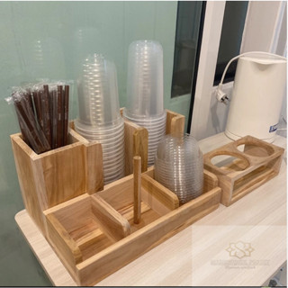 กล่องใส่แก้ว กาแฟ ใส่หลอดดูด ฝา ก้านช่องใส่ฝา ถอดออกได้ พร้อ…