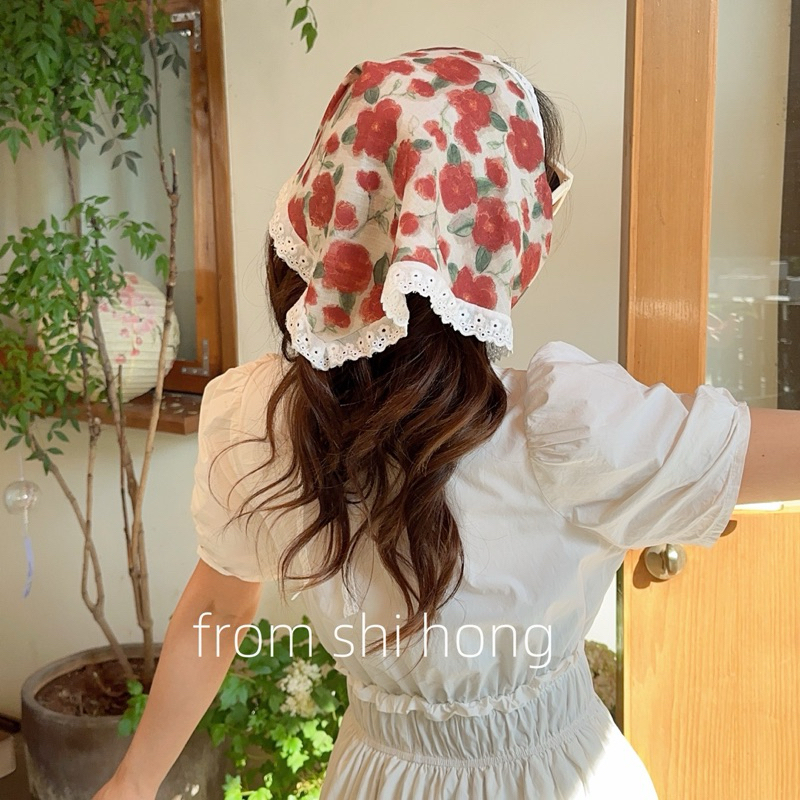 [พร้อมส่งกทม][มีส่งด่วน] ผ้าโพกผมสามเหลี่ยม คอลเลคชั่นดอกไม้ใหม่