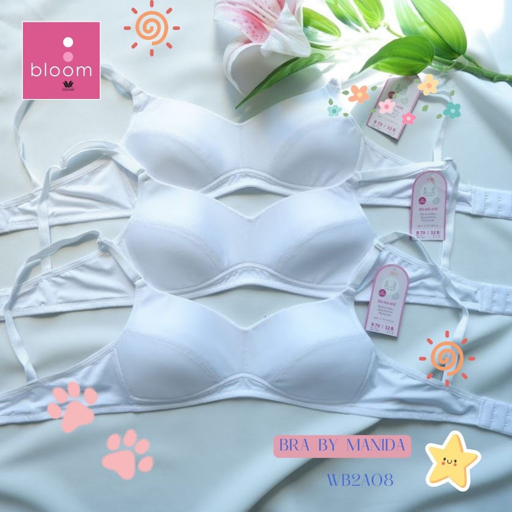 wacoal Bloom Step 3 เสื้อชั้นในเด็ก รุ่น WB2A08 สีขาว (WH) ไม่มีโครง แบบเรียบ เต้าซับด้วยฟองน้ำ Airy