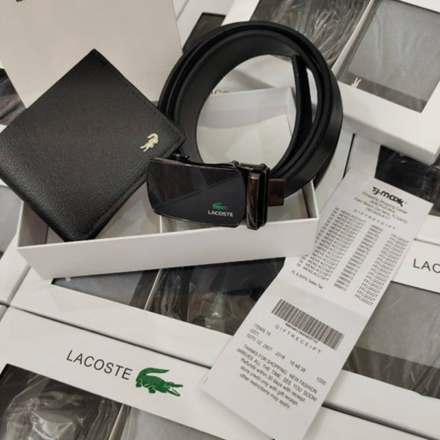 พร้อมส่งในไทย 💜 เซทเข็มขัด Lacoste +กระเป๋าสตางค์