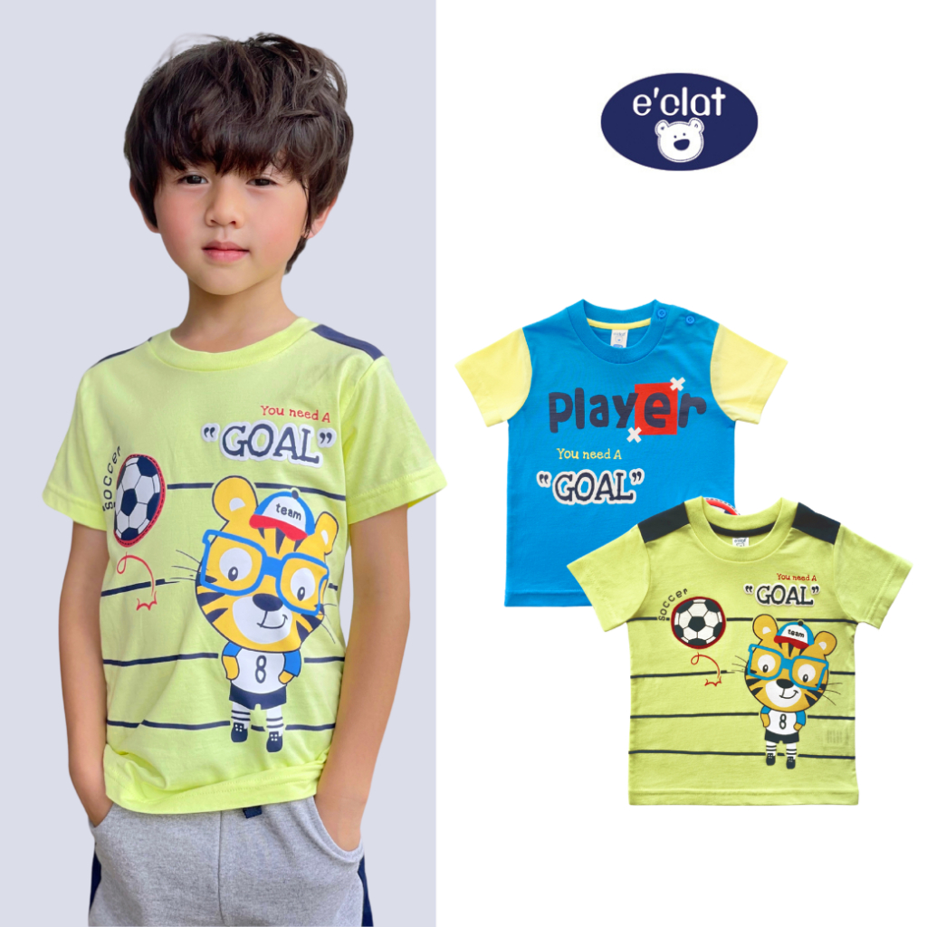 e'clat เสื้อเด็กผู้ชาย1-6ปี สกรีนลาย งานบอล งานกีฬา เนื้อผ้า cotton100% ผ้ายืด เนื้อนิ่ม 9001-9005